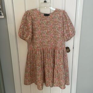 asos design mini tiered smock dress in pastel vintage floral print